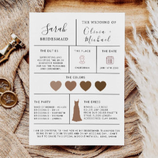 Modern Bridesmaid Proposal Info Card, Invitation
