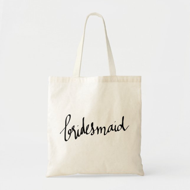 Modern Bridesmaid Script Typography Tote Bag (Front)