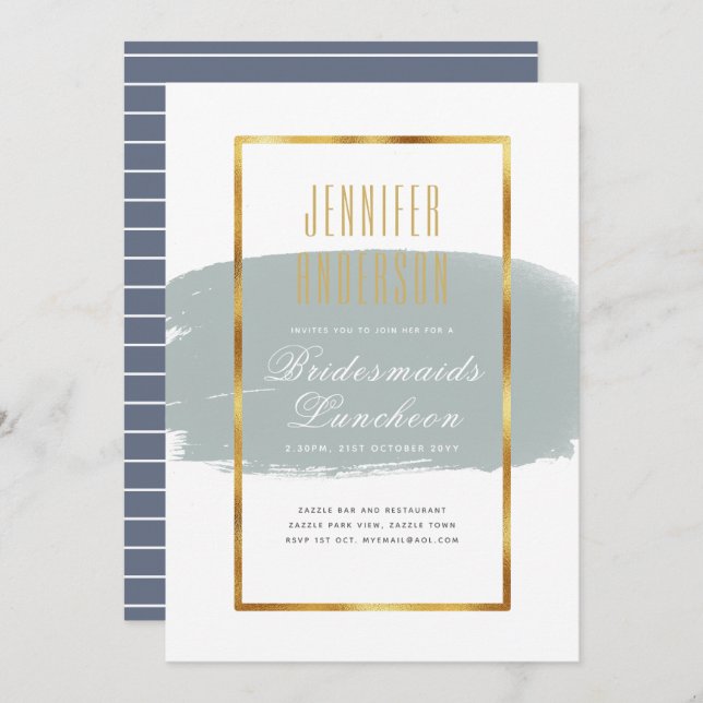 Modern Bridesmaids Luncheon Tea Brunch Invites (Front/Back)
