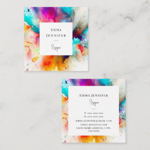 Modern bright Abstract Painted Pattern  Square Business Card