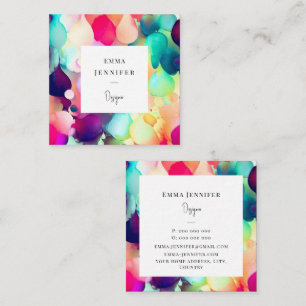 Modern Bright Abstract Pink Painted Pattern  Square Business Card