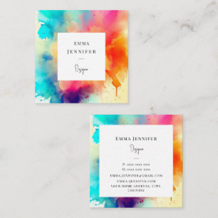 Modern Bright Abstract Pink Painted Pattern Square Business Card