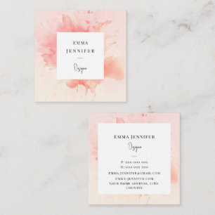 Modern Bright Abstract Pink Painted Pattern  Square Business Card