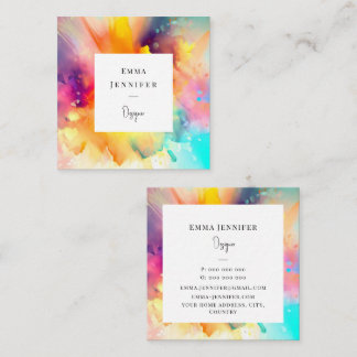 Modern Bright Abstract Pink Painted Pattern  Square Business Card