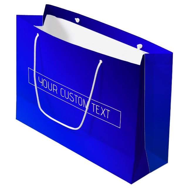Modern Bright Blue & Purple Gradient Ombre Large Gift Bag (Front Angled)