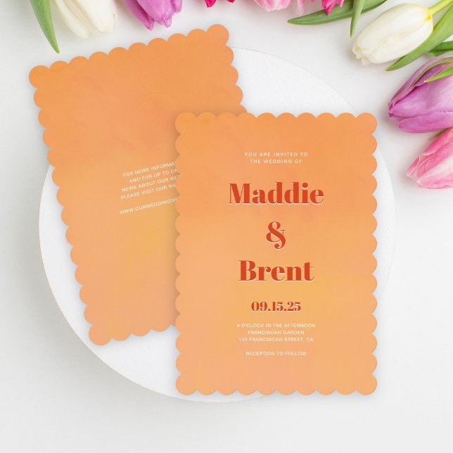 Modern Bright & Bold Gradient Burnt Orange Wedding Invitation (Creator Uploaded)