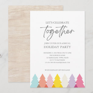 Modern Bright Christmas Trees Party Invitation