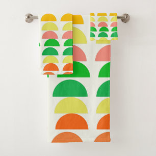 Modern Bright Citrus Geometric Shapes Design Bath Towel Set