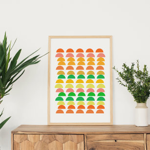 Modern Bright Citrus Geometric Shapes Design Poster