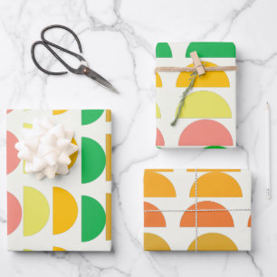 Modern Bright Citrus Geometric Shapes Design Wrapping Paper Sheet