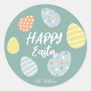 modern bright colorful easter classic round sticker