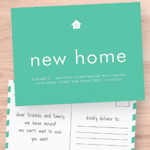 Modern Bright Colour Minimalist New Home Announcement Postcard