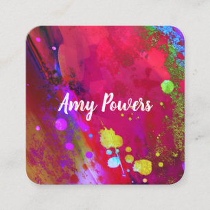 modern bright colourful abstract art double sided square business card