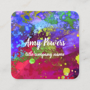 modern bright colourful abstract art double sided square business card