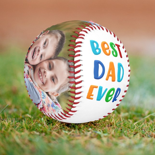 Modern Bright Colourful BEST DAD EVER Father's Day Baseball (Creator Uploaded)