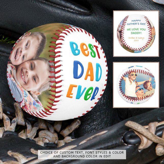Modern Bright Colourful BEST DAD EVER Father's Day Baseball (Creator Uploaded)