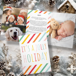 Modern Bright Colourful   Christmas Letter Tri-Fold Holiday Card
