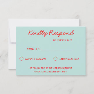 Modern Bright Colourful Retro Fun Funky Wedding RSVP Card