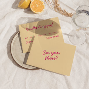 Modern Bright Colourful Retro Fun Funky Wedding RSVP Card