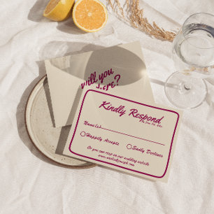 Modern Bright Colourful Retro Fun Whimsical Weddin RSVP Card