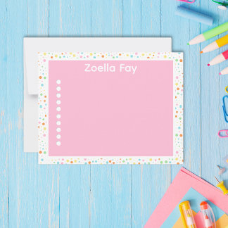 Modern Bright Colours Confetti Dot Note Card