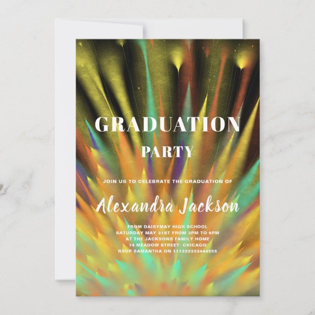 Modern Bright Colours Graduation Party Invitation (Front)