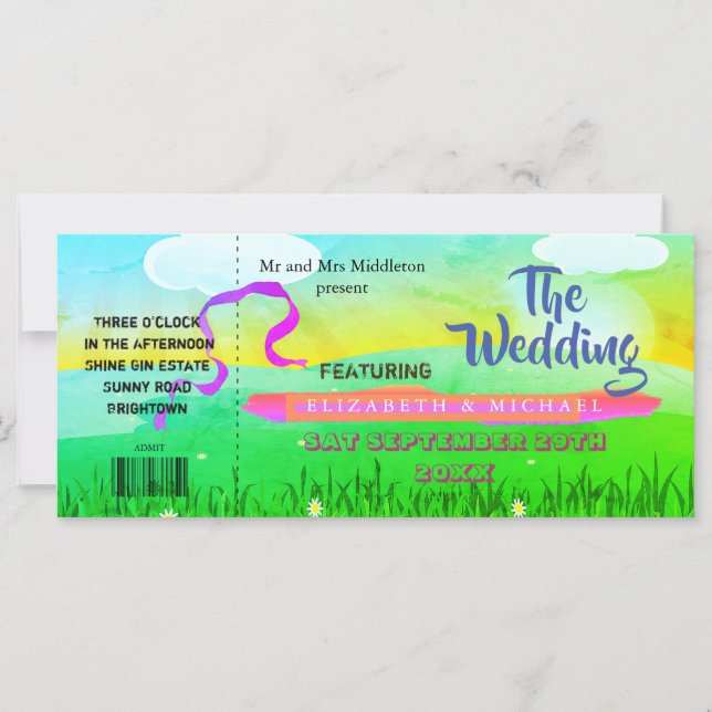 Modern Bright Festival  Wedfest Wedding Invitation (Front)