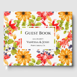 Modern Bright Floral Pattern Photo Wedding Guest Book