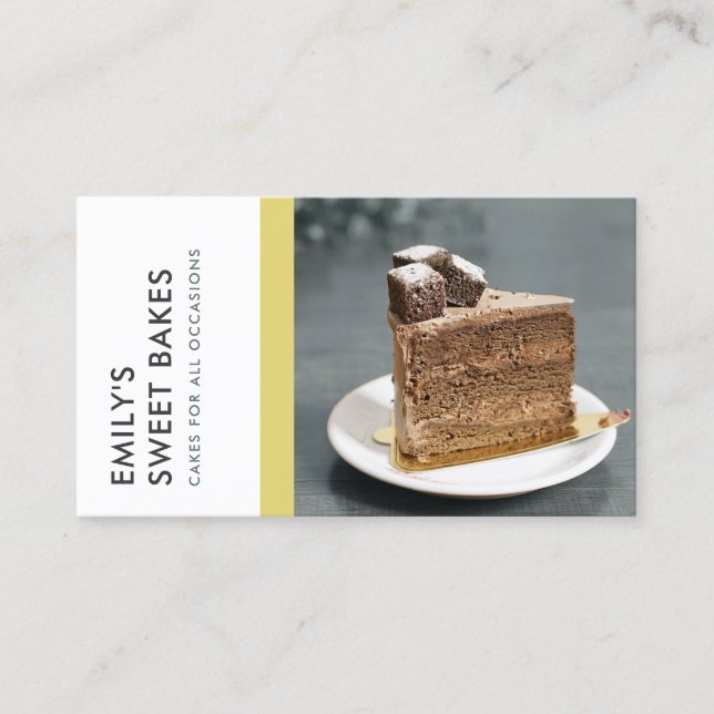 MODERN BRIGHT FUN YELLOW BAKERY CHEF PHOTO BUSINESS CARD (Front)