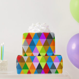 Modern bright funky colourful triangles pattern wrapping paper