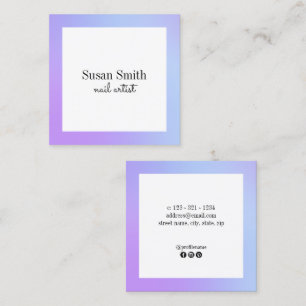 Modern bright gradient purple & blue nail artist square business card