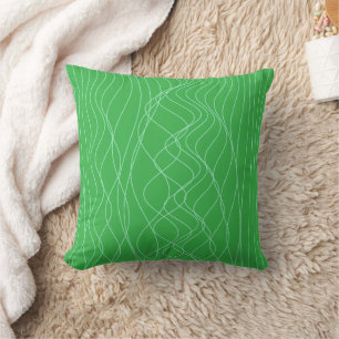 Modern Bright Green Wavy Vertical Stripe Abstract  Cushion