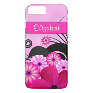 Modern Bright Hot Pink Flowers Fuchsia Floral Slim iPhone 8 Plus/7 Plus Case