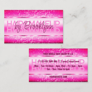 Modern Bright Hot Pink with Shimmery Glitter Stars Business Card