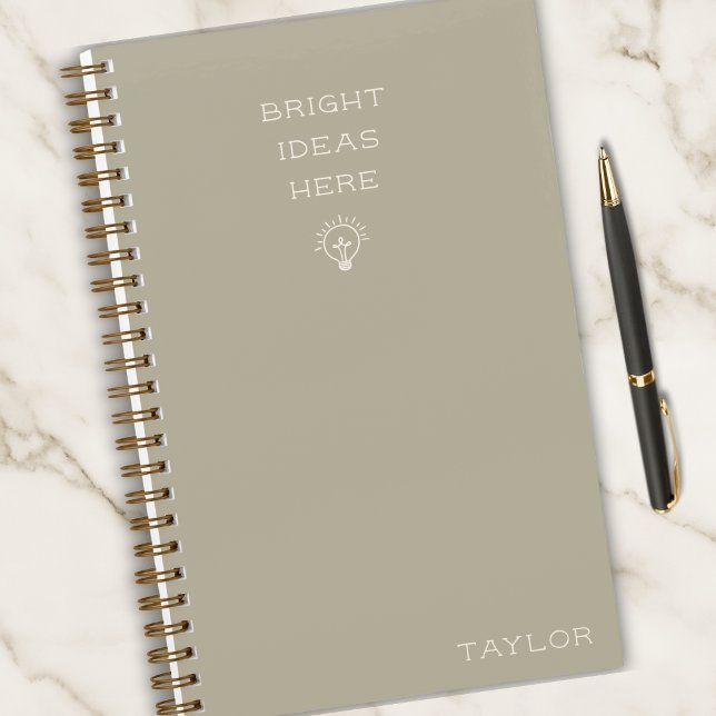 Modern Bright Ideas Personalized Name Stylish Notebook (Creator Uploaded)