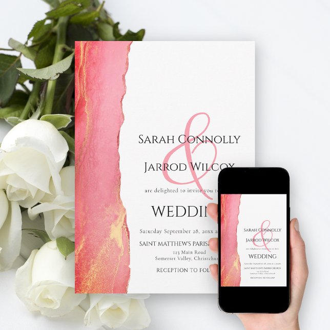 Modern Bright Luxe Pink Wedding Invitation (Creator Uploaded)