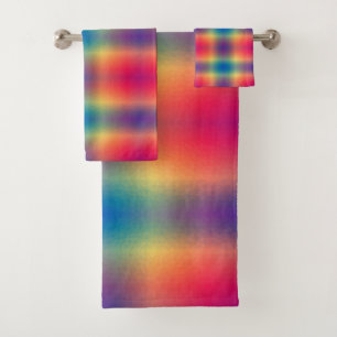 Modern Bright Multi Coloured Pattern Bath Towel Set