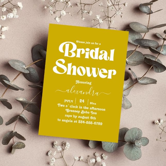 Modern Bright Mustard Yellow Minimalist Bridal Invitation (Creator Uploaded)