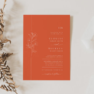 Modern Bright Orange Flower Wedding Invitation