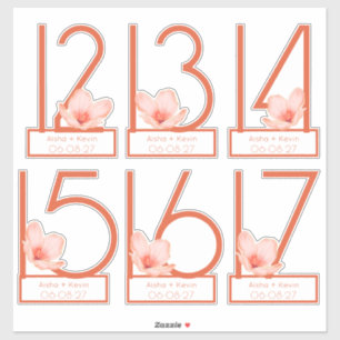 Modern Bright orange table numbers 12-17 cut-out 