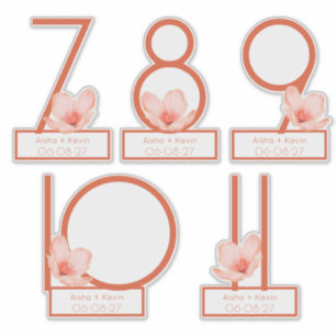 Modern Bright orange table numbers 7-11 cut-out