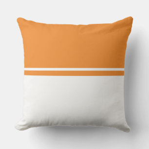 Modern Bright Orange White Fancy Colour Block Cushion