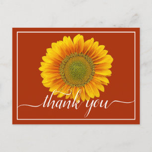 Modern Bright Orange & Yellow Sunflower Thank You Postcard