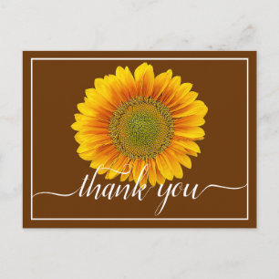 Modern Bright Orange & Yellow Sunflower Thank You Postcard