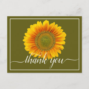 Modern Bright Orange & Yellow Sunflower Thank You Postcard