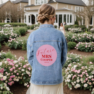 Modern bright pink and red Bride  Denim Jacket