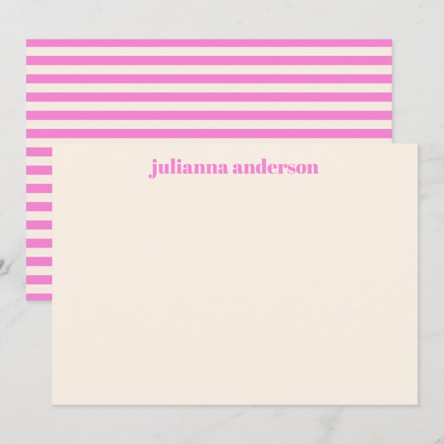 Modern Bright Pink Bold Striped Personalised Name  Card (Front/Back)