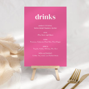 Modern Bright Pink Girly Drinks Tabletop Sign Table Number
