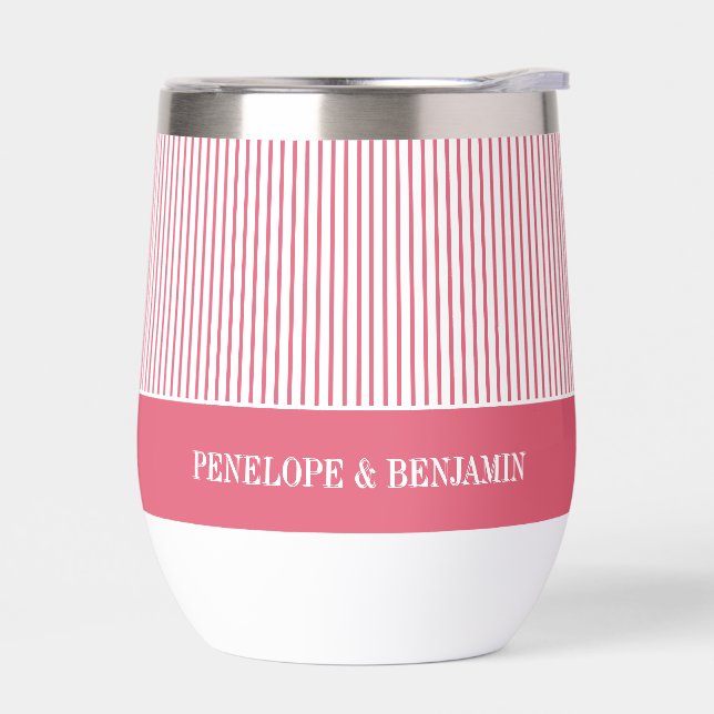 Modern Bright Pink Striped Wedding (Left)