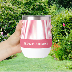 Modern Bright Pink Striped Wedding